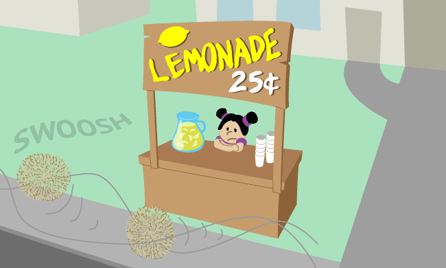 Suzy is having no lucking selling lemonade at her stand